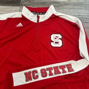 North Carolina State Jacket Red White Mens 2XL 1/4 Zip‎ Adidas Pullover Jacket
